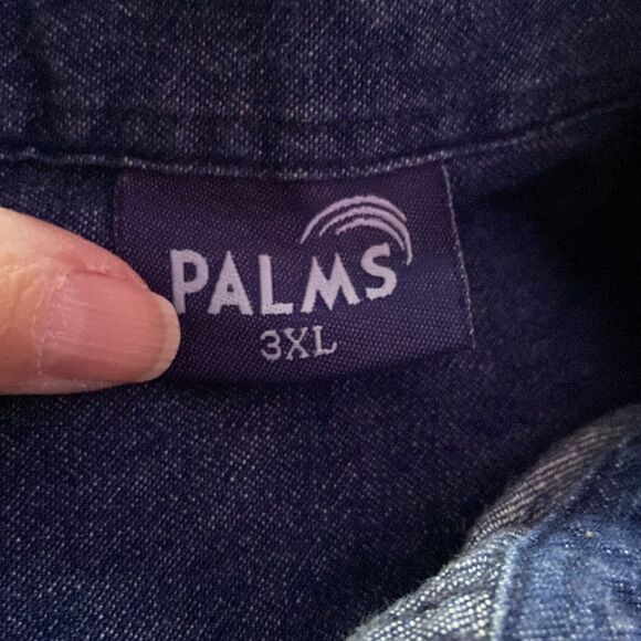 Palms Casino Resort Men's 3XL Denim Shirt Long Sleeve Button Down Logo Workwear - Picture 4 of 5